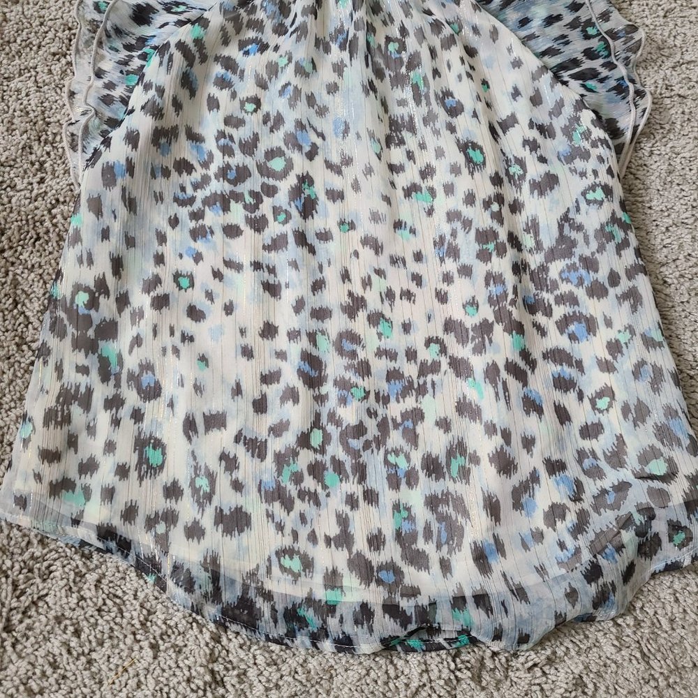 Metallic Ruffle Leopard Print Blouse - Picture 5 of 14